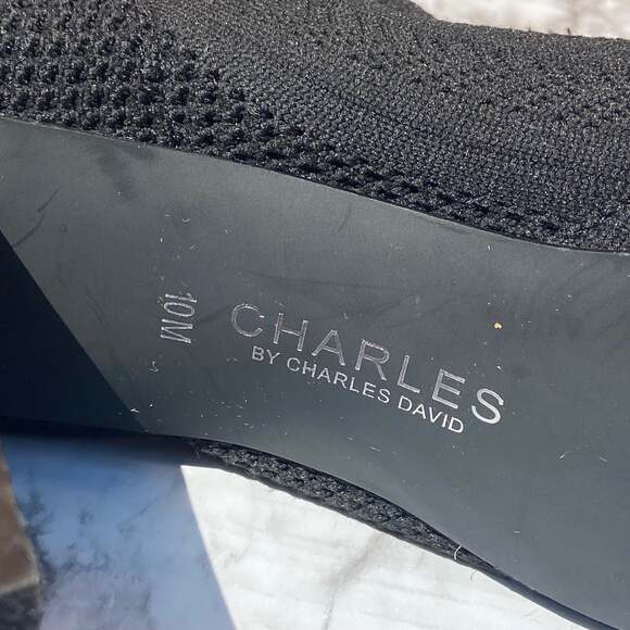 Charles David Black Knit Sock Boot Heels - Picture 7 of 9